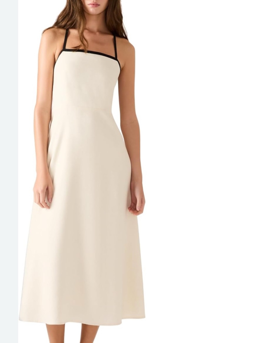 Japna Cream Maxi Dress with Black Trim